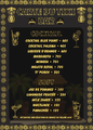 Carte des produits du Tiki Bar